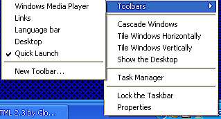 Selecting Quick Launch Tool Bar
